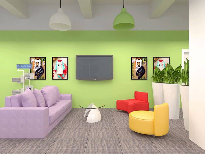 兒童童裝公司辦公室接待區域裝修設計案例效果圖