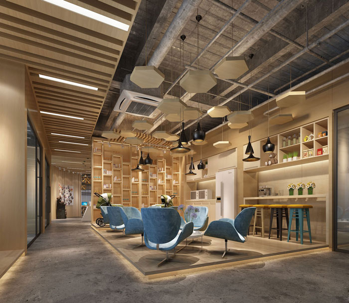 1000平方電子商務(wù)辦公室茶水間裝修設(shè)計案例效果圖