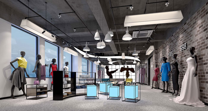 780平方服裝公司辦公室展廳裝修設計案例效果圖