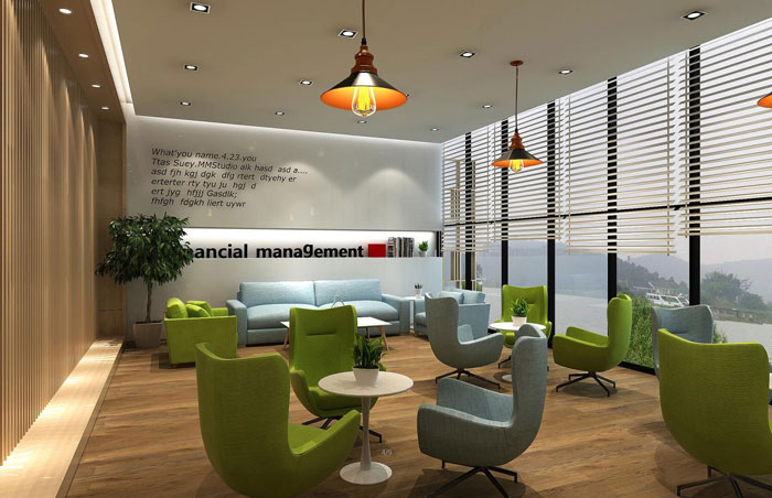 小型金融公司辦公室前臺接待裝修設計案例效果圖