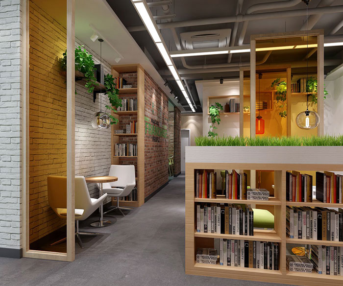 650平方教育辦公室閱讀區域裝修設計案例效果圖