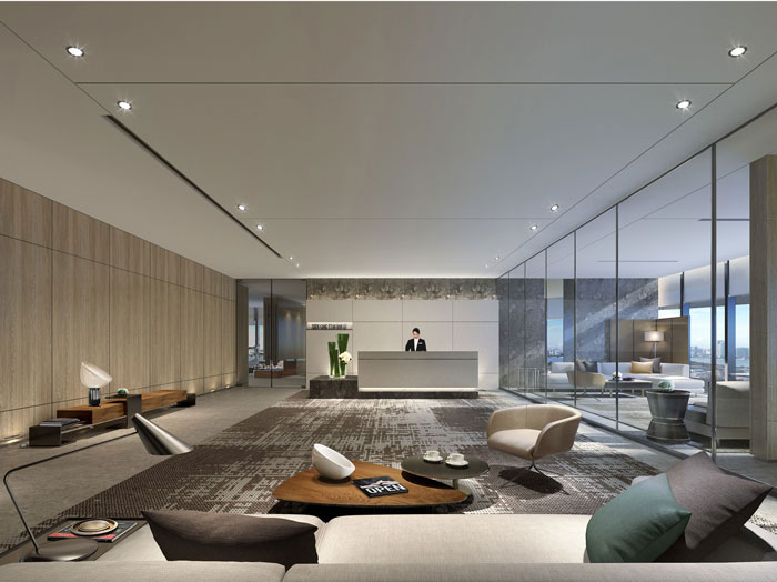 1420平方現代簡約辦公室前臺裝修設計案例效果圖