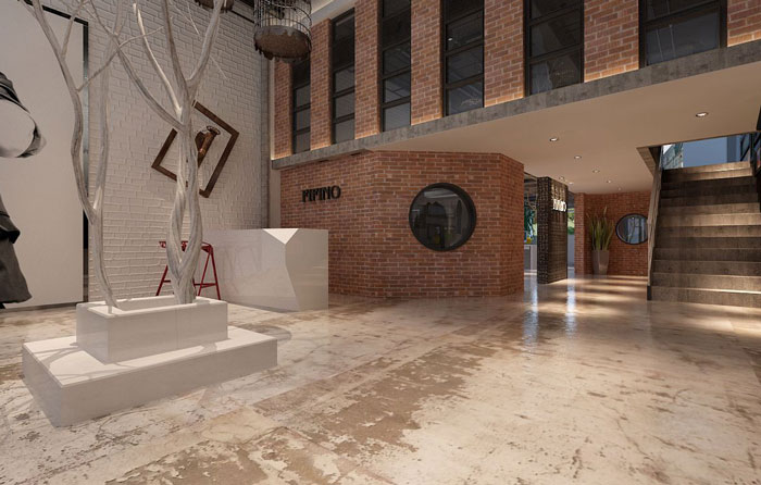 500平方LOFT風(fēng)格辦公室前臺大廳裝修設(shè)計案例效果圖