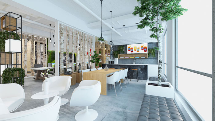 450平方電子商務辦公室茶水間軟裝設計效果圖