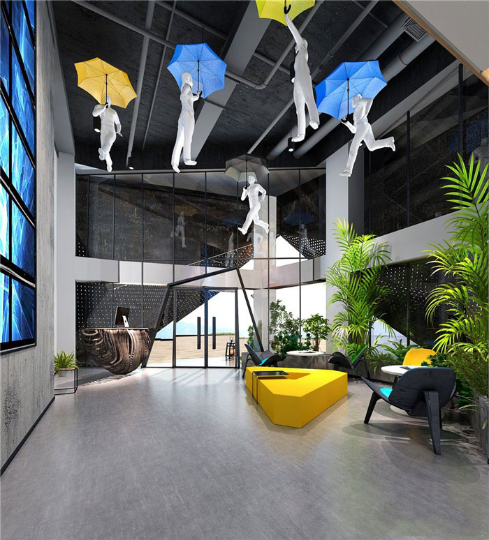 1260平方時尚創意辦公室前臺裝修設計案例效果圖