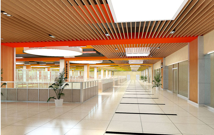 1500平方創意工廠辦公室過道裝修設計案例效果圖