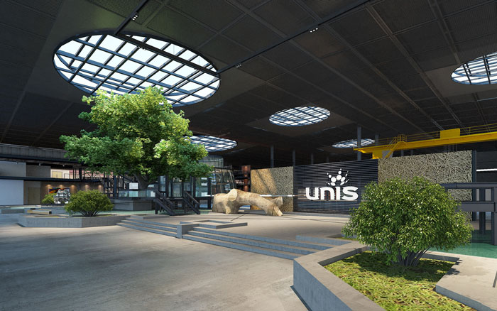 1700平方工業風辦公室大廳裝修設計案例效果圖