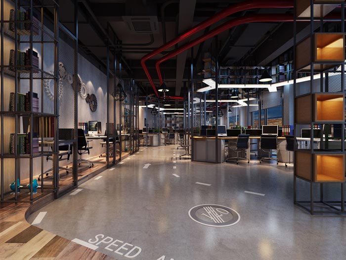 700平方工業(yè)風(fēng)辦公室辦公區(qū)域裝修設(shè)計(jì)案例效果圖