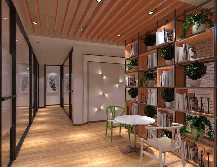 330平方創(chuàng)業(yè)公司辦公室接待區(qū)域裝修設(shè)計案例效果圖