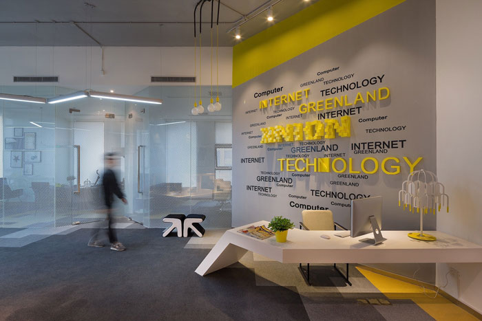 600平方互聯網公司辦公室前臺裝修設計案例效果圖