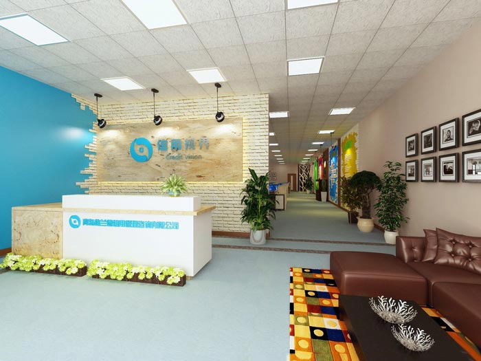 400平方創業公司辦公室前臺裝修設計案例效果圖