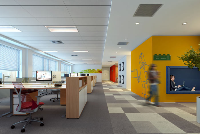 時尚簡約辦公室辦公區域裝修設計案例效果圖
