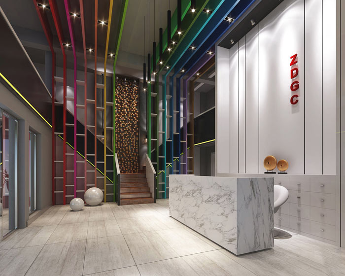 室內設計事務所辦公室前臺裝修設計效果圖