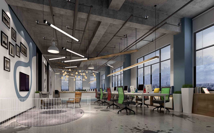 1300平方電子商務辦公室辦公區域裝修設計案例效果圖