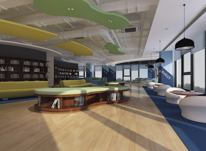 信息科技公司辦公室書吧軟裝設計方案效果圖