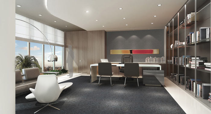 汽車互聯網公司總經理辦公室裝修設計案例效果圖