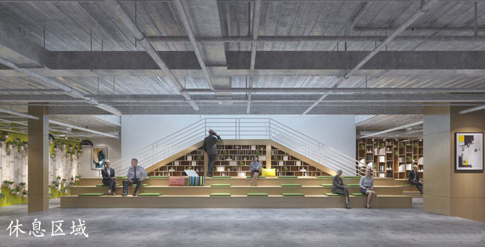 1200平方工業(yè)風(fēng)辦公室休息區(qū)域裝修設(shè)計(jì)案例效果圖