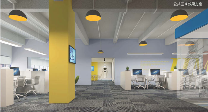 機器人科技公司辦公室動線裝修設計案例效果圖