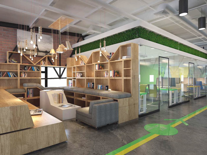 1100平方工業風辦公室接待區域裝修設計案例效果圖