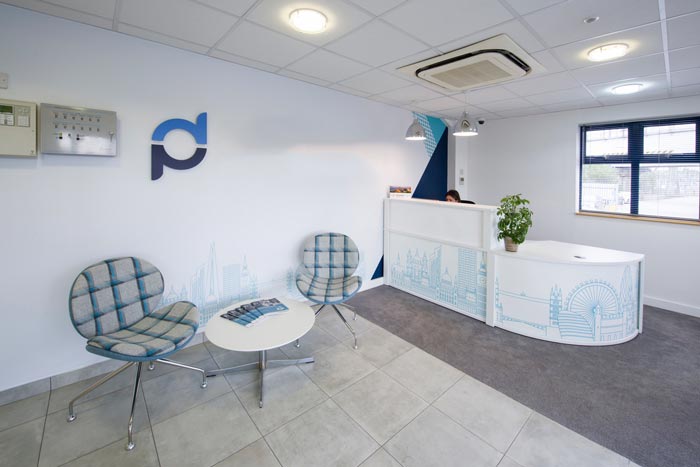 新能源科技公司辦公室前臺裝修設計案例效果圖