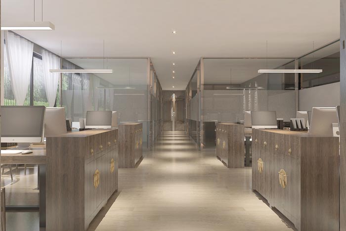 中式風格辦公室辦公左側裝修設計案例效果圖