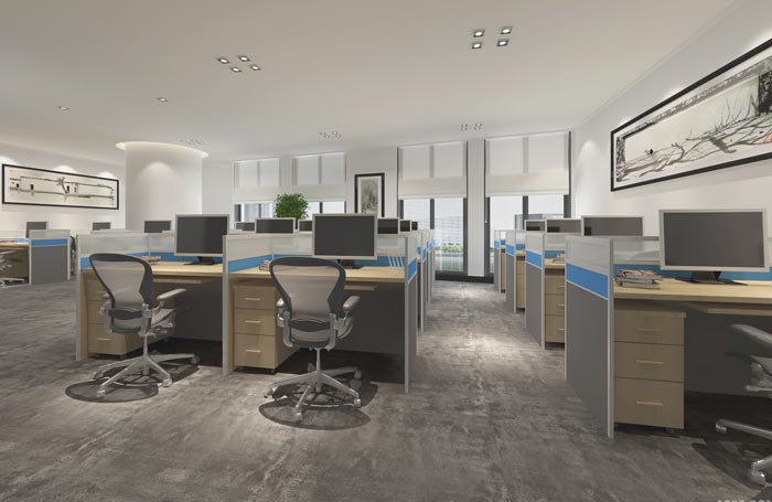 新中式進出口貿易公司辦公室辦公區域裝修設計案例效果圖