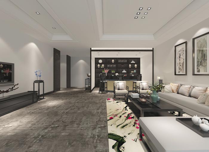 新中式進出口貿易公司辦公室茶水間裝修設計案例效果圖