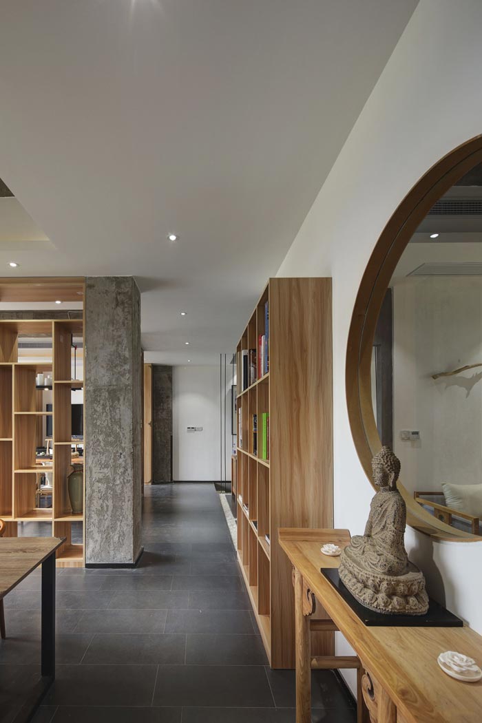 中式禪意辦公室過道裝修設計案例效果圖