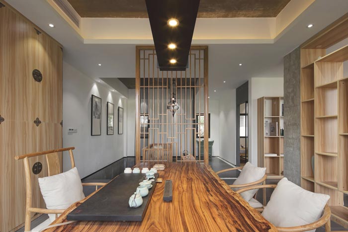 中式禪意辦公室辦公區域裝修設計案例效果圖