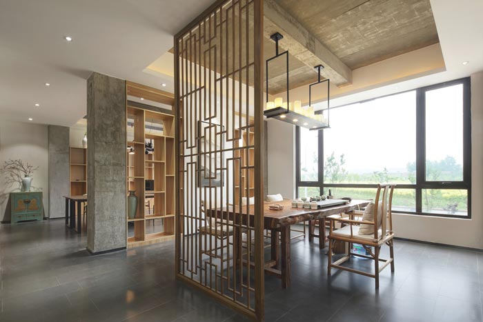 中式禪意辦公室飲茶區域裝修設計案例效果圖