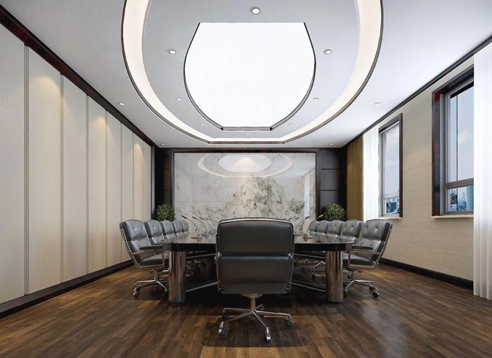 中式風格房地產管理辦公室會議室裝修設計案例效果圖