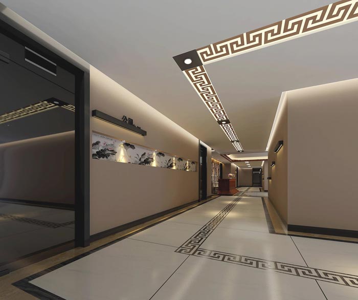 中式風格辦事處過道裝修設計案例效果圖