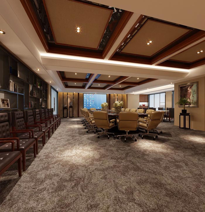 現代新中式風格辦公室會議室裝修設計案例效果圖