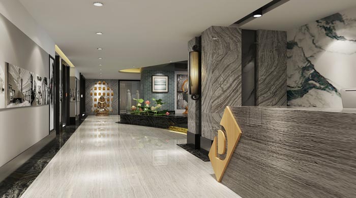 新中式禪意辦公室過道裝修設計案例效果圖