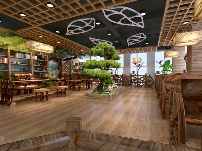 中式自然風格辦公室裝修設計案例