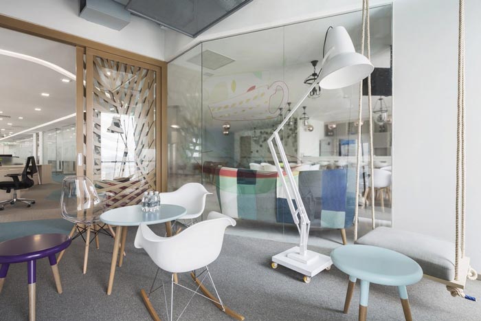 創意混搭辦公室接待區域裝修設計案例效果圖