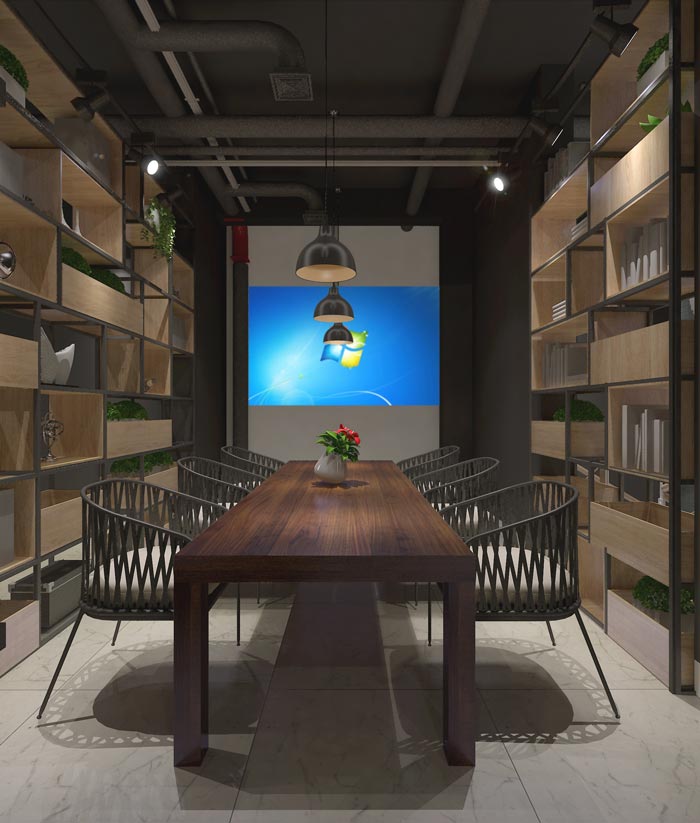 116平方創業公司辦公室會議室裝修設計案例效果圖
