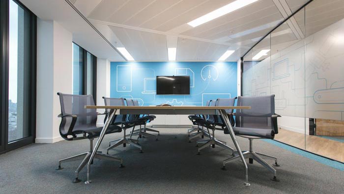 解決方案提供商辦公室大會議室裝修設計案例效果圖