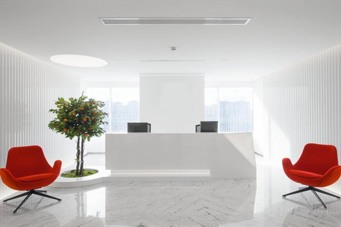 600平方開放式辦公室前臺裝修設計實景圖