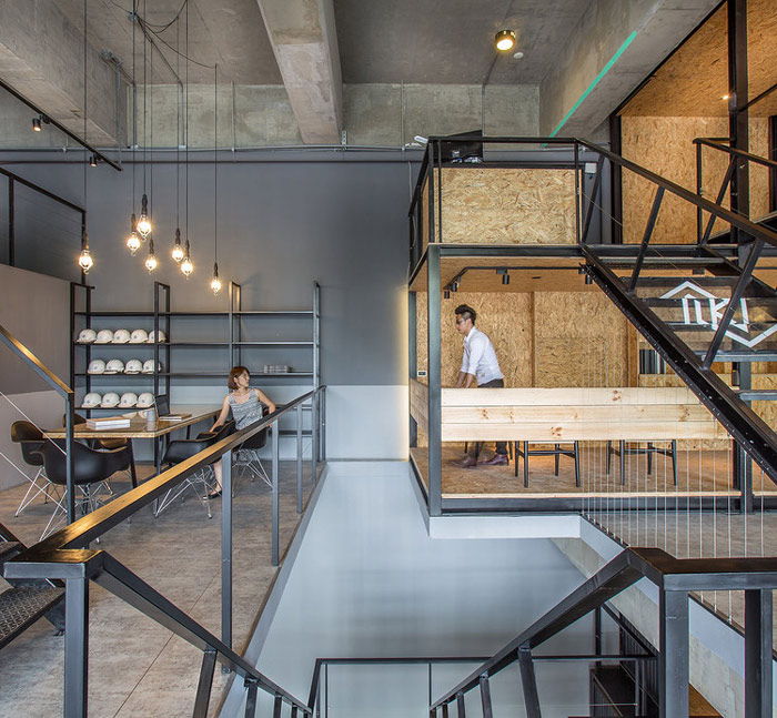 物流公司loft風格辦公室辦公區裝修設計案例效果圖