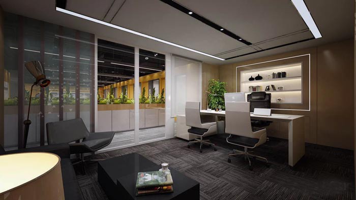 紡織公司總經(jīng)理辦公室裝修設(shè)計案例效果圖