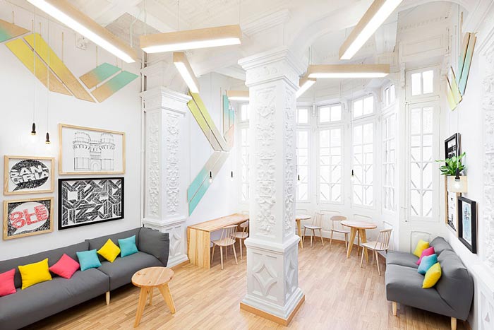 英語培訓機構辦公室辦公陽臺區裝修設計案例效果圖