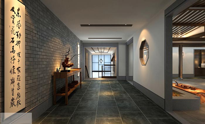 新中式辦公室玄關接待裝修設計案例效果圖