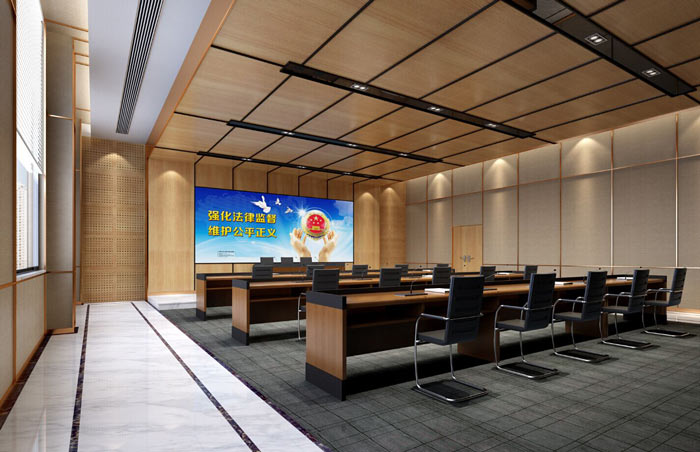 政府機關辦公樓新媒體中心裝修設計效果圖
