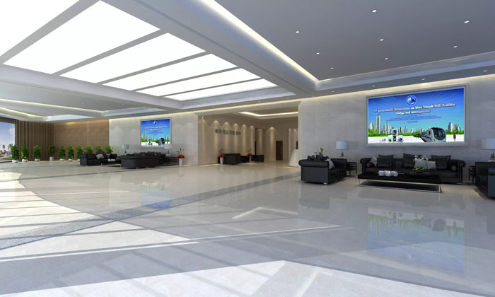 地鐵指揮中心辦公室入口大廳裝修設計效果圖