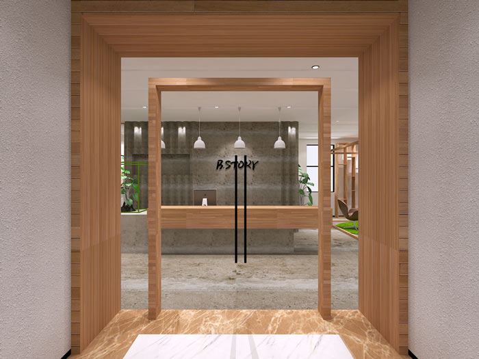 童裝公司辦公室進門區裝修設計效果圖