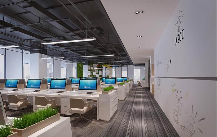 光電科技公司辦公室辦公區裝修設計效果圖