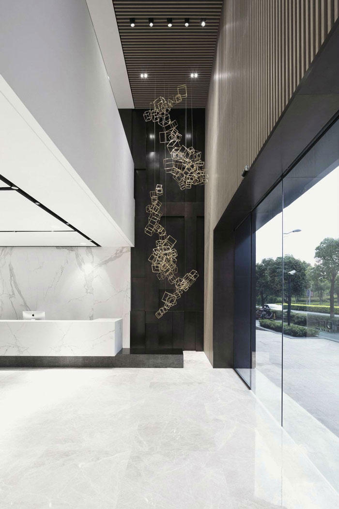 總部大樓辦公室前臺裝修設計效果圖