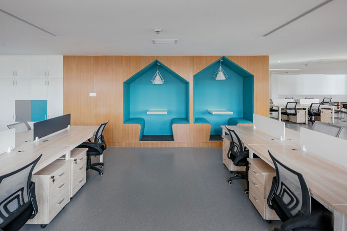 生物科技公司辦公室二樓辦公區裝修設計效果圖