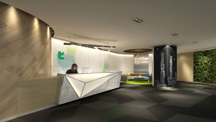 集團辦公空間前臺裝修設計效果圖